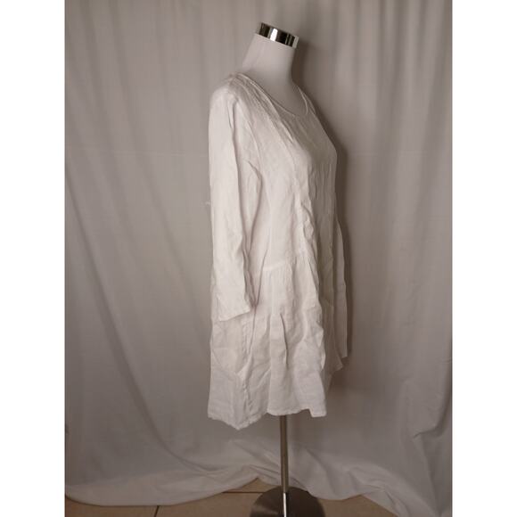 Match Point USA Linen tunic top dress half sleeve Medium White never worn - Picture 12 of 13